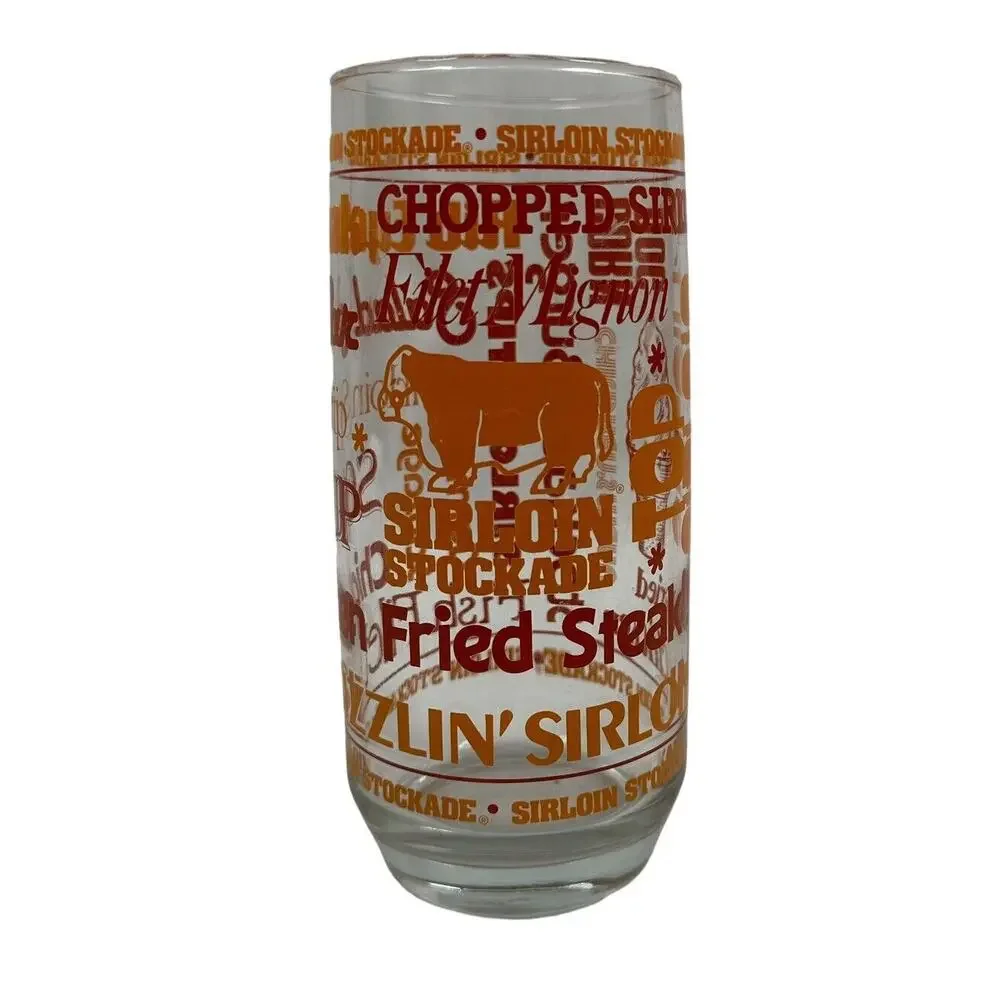 Vintage Sirloin Stockade Restaursant Bar Tall Drinking Glass 16 Oz Grill Meat
